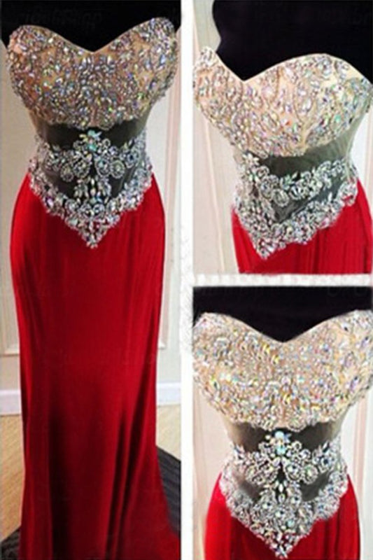 Sweetheart Prom Dresses Mermaid Spandex With Beading