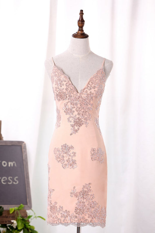 New Arrival Spaghetti Straps Homecoming Dresses Chiffon With Sequins Appliques Short/Mini