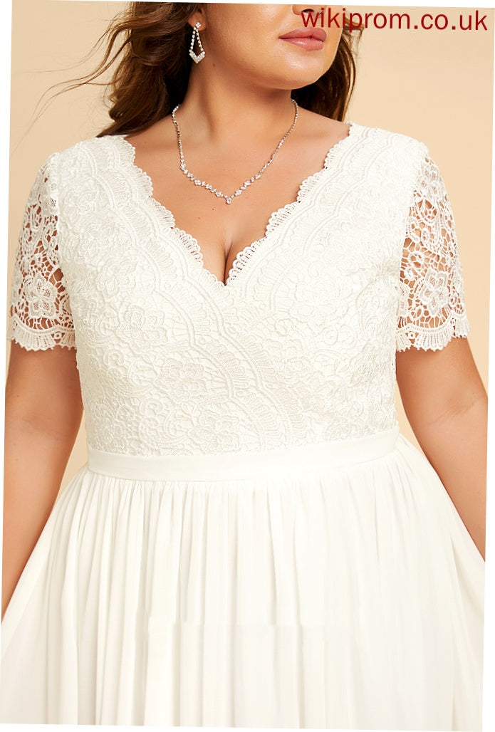 Chiffon Lace Asymmetrical Dress V-neck Wedding A-Line With Wedding Dresses Hillary