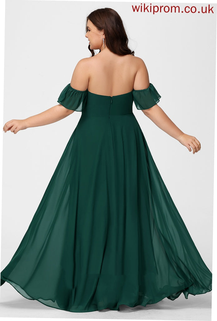 Off-the-Shoulder Silhouette Length Neckline Floor-Length A-Line Embellishment SplitFront Fabric Cailyn Sleeveless Floor Length Bridesmaid Dresses