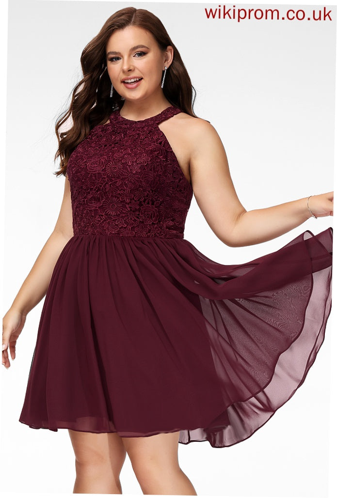 Scoop Short/Mini Lace Chiffon Skylar A-Line Prom Dresses