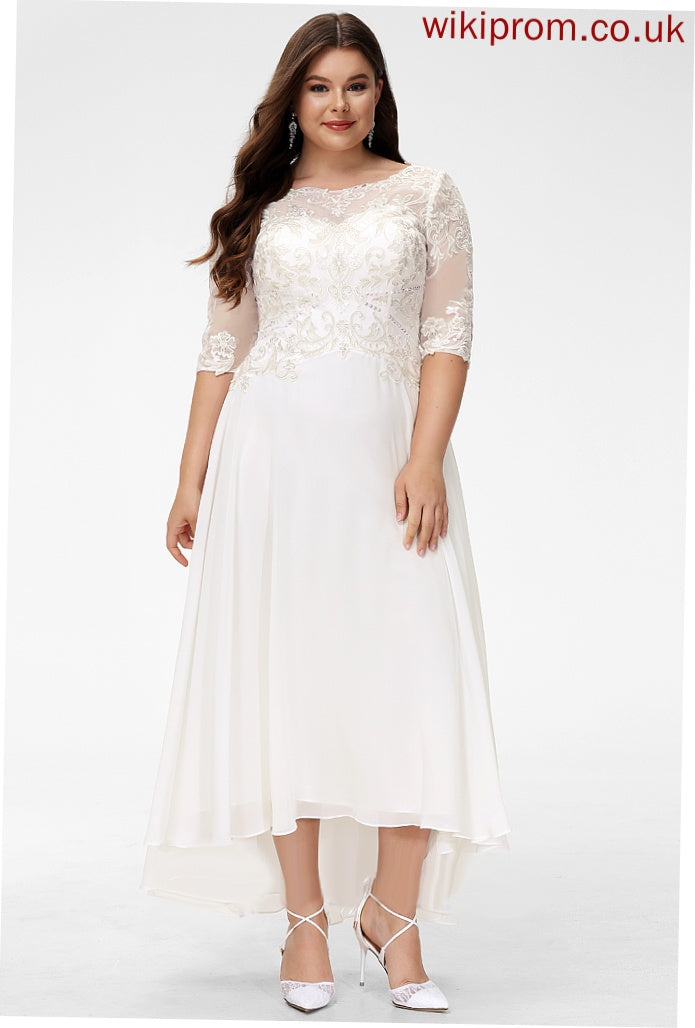 Dress With Wedding Dresses A-Line Anaya Scoop Wedding Lace Asymmetrical Beading Chiffon Sequins