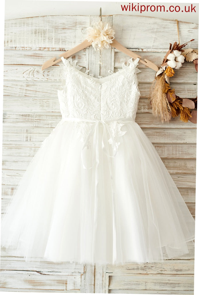 Knee-length Kasey A-Line Flower Girl Dresses Girl Straps - Flower Dress Tulle/Lace Sleeveless