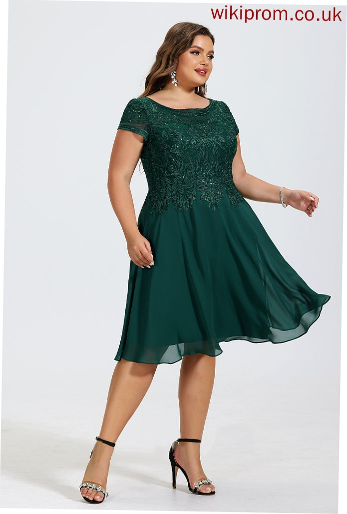 Cocktail Lace Dress With Chiffon A-Line Neck Knee-Length Sequins Scoop Sofia Cocktail Dresses