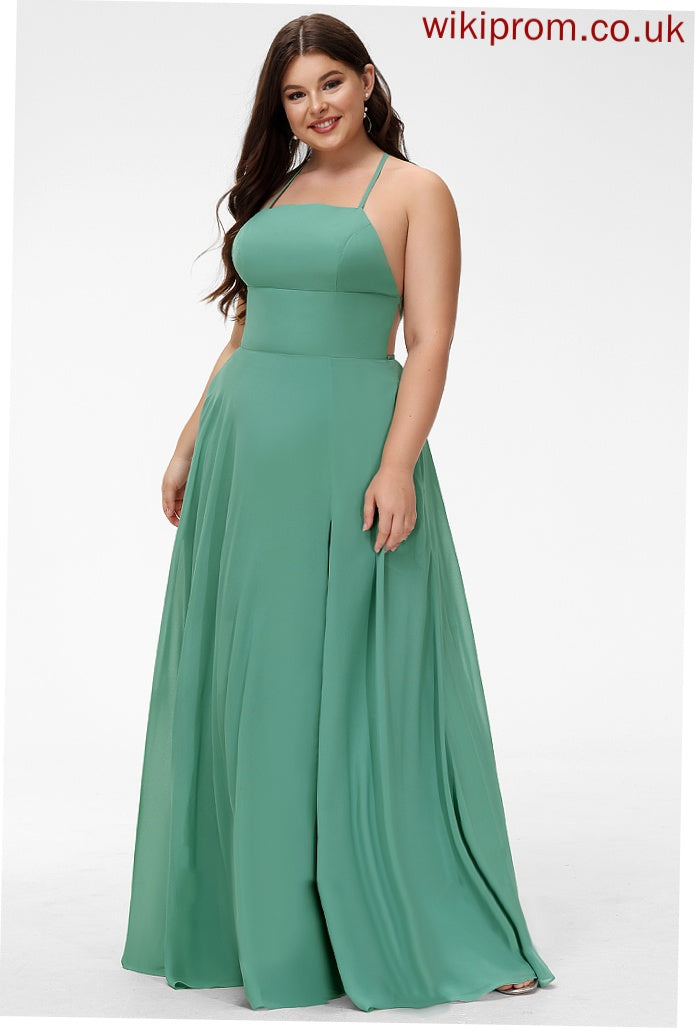 Prom Dresses Floor-Length Square A-Line Chiffon Ivy