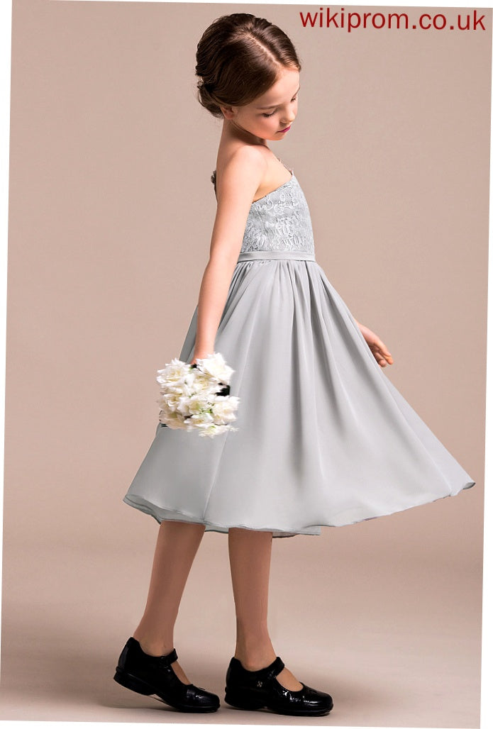 Knee-Length Chiffon Junior Bridesmaid Dresses One-Shoulder A-Line Miley Lace