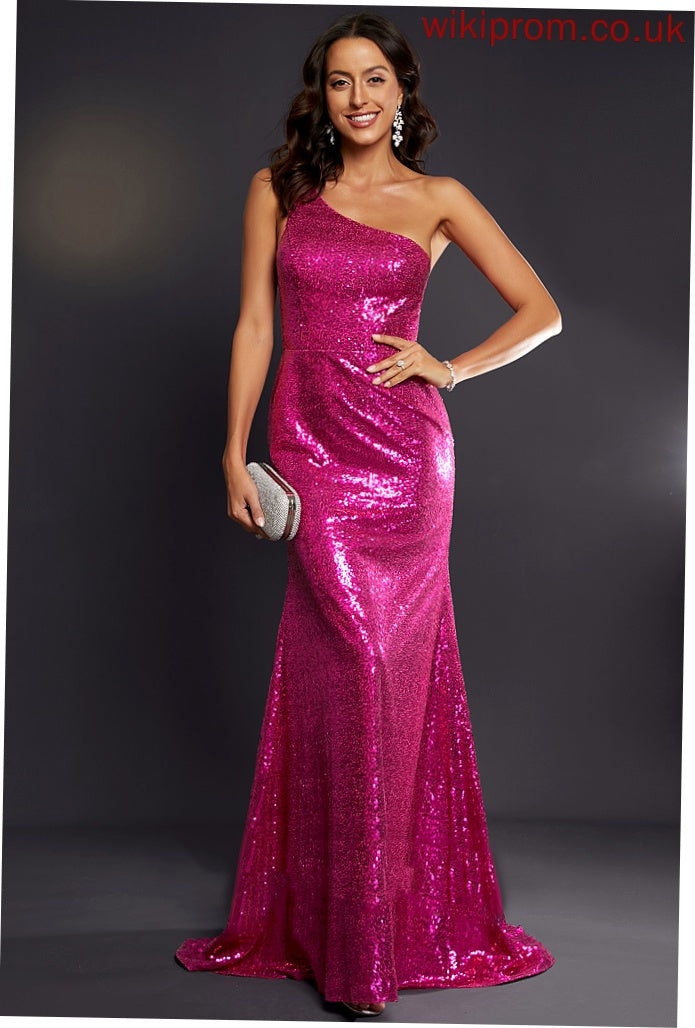 Train Hanna Sweep One-Shoulder Sequined Trumpet/Mermaid Prom Dresses