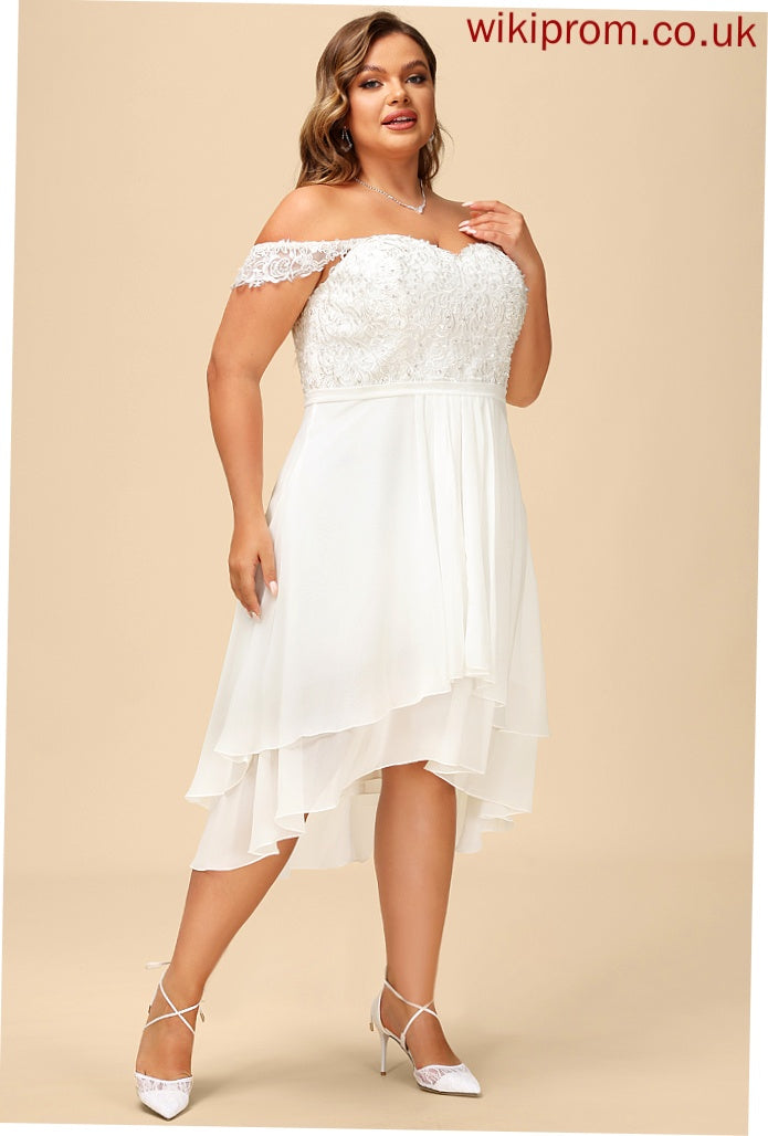 Asymmetrical Chiffon Dress Lace Wedding Dresses Wedding Off-the-Shoulder Sequins With Kaya A-Line Beading