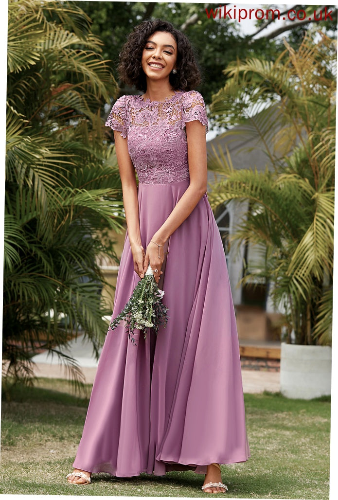 Floor-Length Prom Dresses A-Line Scoop Lace Kathryn Chiffon