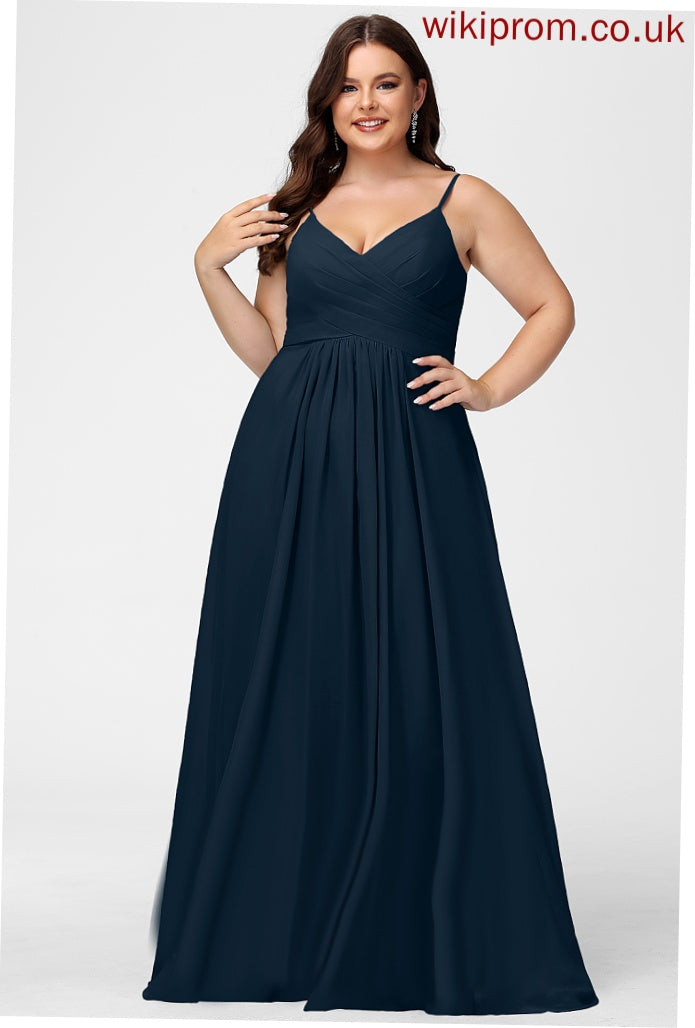 Yuliana Chiffon With Prom Dresses V-neck Pleated A-Line Floor-Length