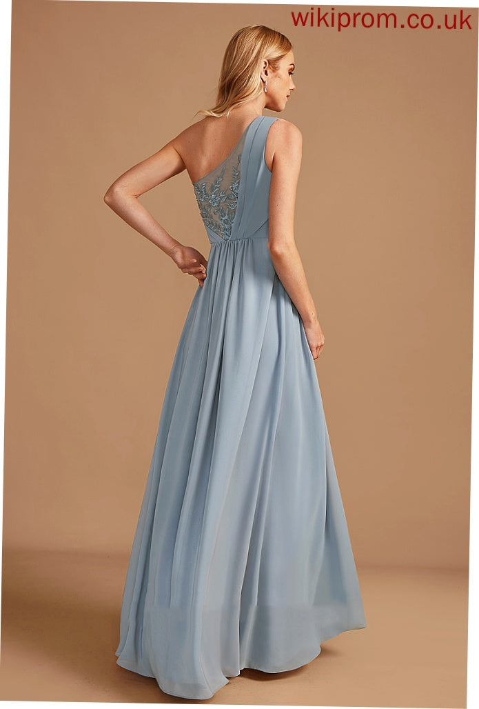 Neckline Floor-Length Silhouette A-Line Lace Length Fabric One-Shoulder Sequins Embellishment Cheyenne Bridesmaid Dresses