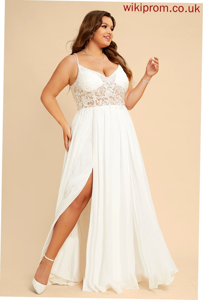 V-neck Dress Floor-Length A-Line Chiffon With Beading Wedding Dresses Wedding Lace Sierra