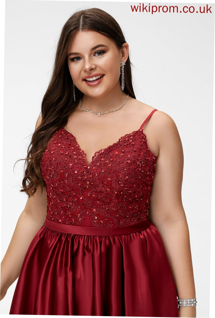 Satin Lace V-neck Beading Macy Dress Homecoming Dresses A-Line Homecoming With Short/Mini