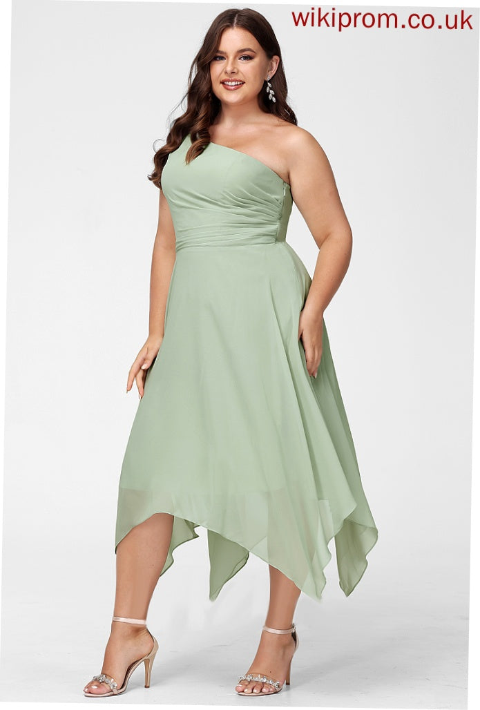 Neckline One-Shoulder A-Line Asymmetrical Embellishment Silhouette Length Fabric Ruffle Corinne Bridesmaid Dresses