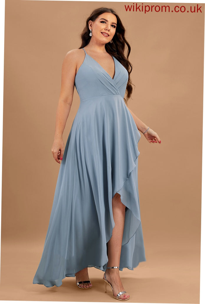 Cocktail Asymmetrical Luna V-neck Cocktail Dresses Chiffon A-Line Dress