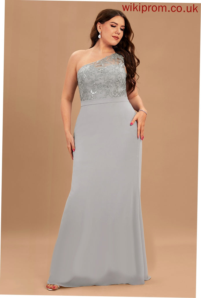 Silhouette Trumpet/Mermaid Length Neckline Embellishment One-Shoulder SweepTrain Sequins Fabric Audrina A-Line/Princess Half Sleeves Bridesmaid Dresses