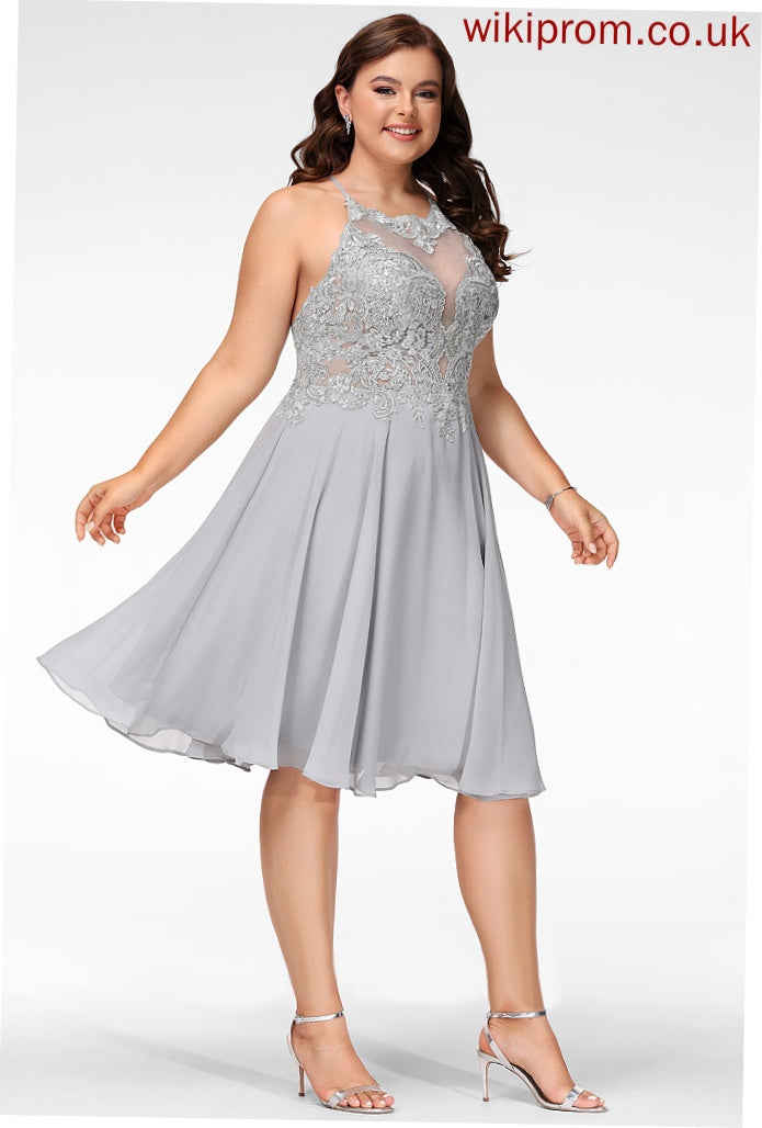 Jaslene Prom Dresses A-Line Lace Scoop With Knee-Length Sequins Chiffon