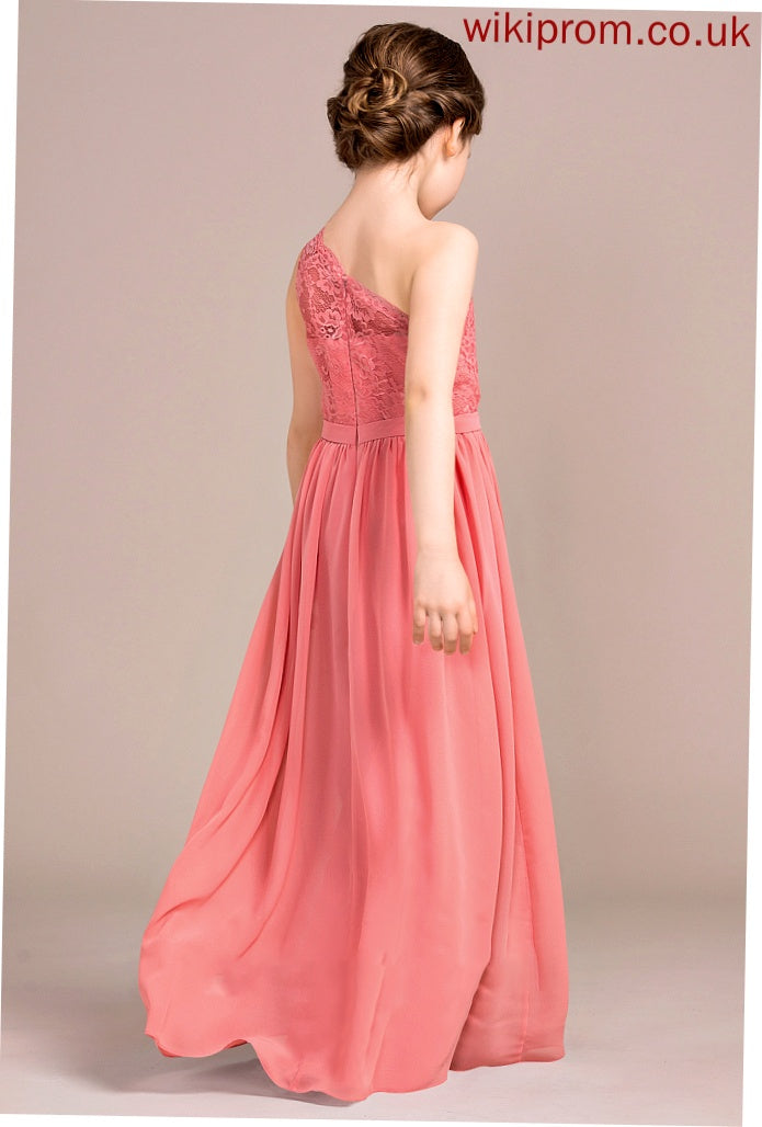 Beatrice Floor-Length Lace A-Line Junior Bridesmaid Dresses Chiffon One-Shoulder