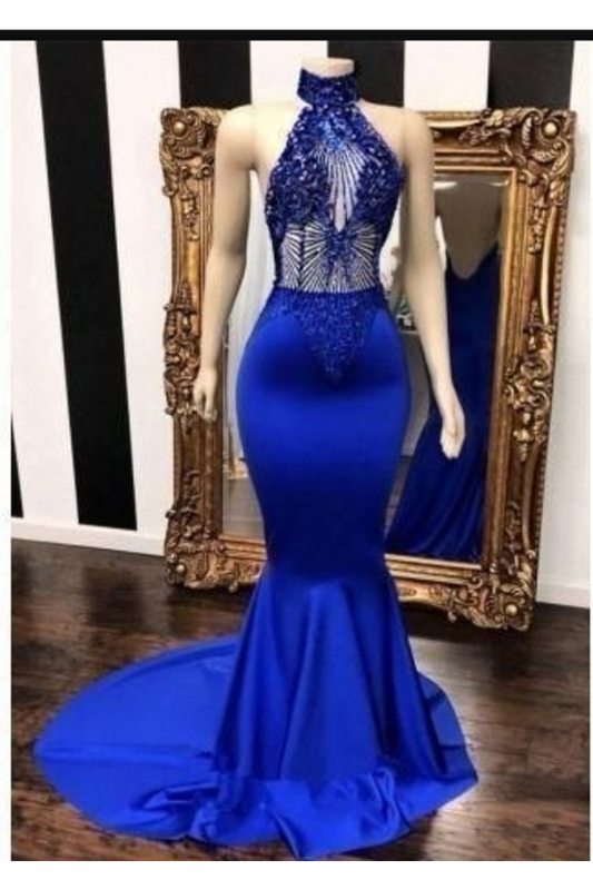 Sexy Evening Dresses Mermaid/Trumpet Halter Appliques Court SWKPSM3SECT