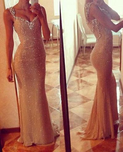 New Style Prom Dress With Straps Sequin Sweetheart Long Mermaid Prom Dresses