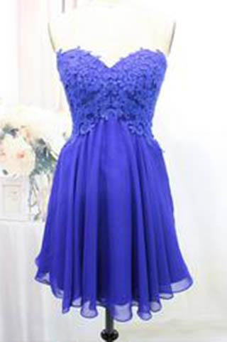 Tulle Lace Homecoming Dress Royal Blue Fitted Homecoming Dress Short Prom Dress WK904