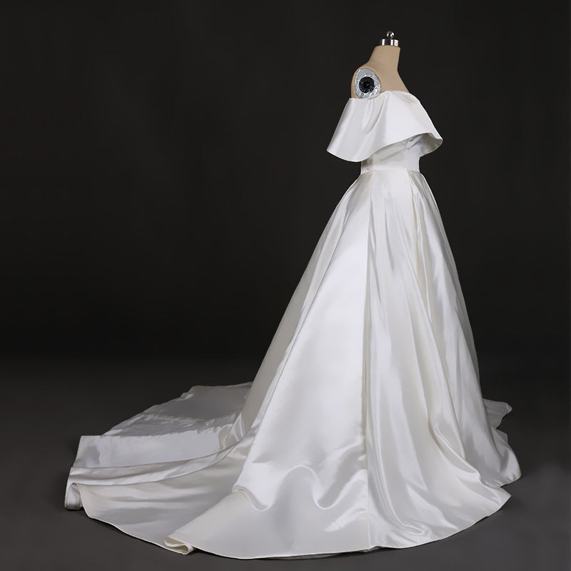 Vintage Simple Style Satin Ivory Wedding Dresses Bridal Dresses