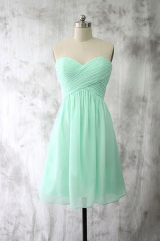 Mint Chiffon Homecoming Dresses Short Bridesmaid Dresses