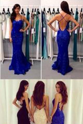 Black Prom Dresses Mermaid Prom Dress Lace Prom Dress Backless Evening Gowns WK967