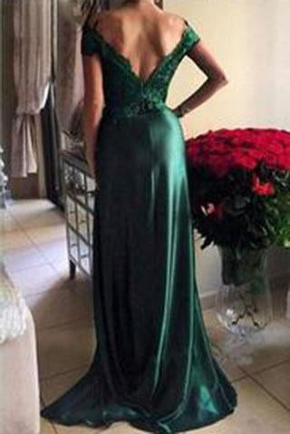 Dark Green Lace A-Line Long Charming Evening Dress Formal Women Dress Prom Dresses uk F303