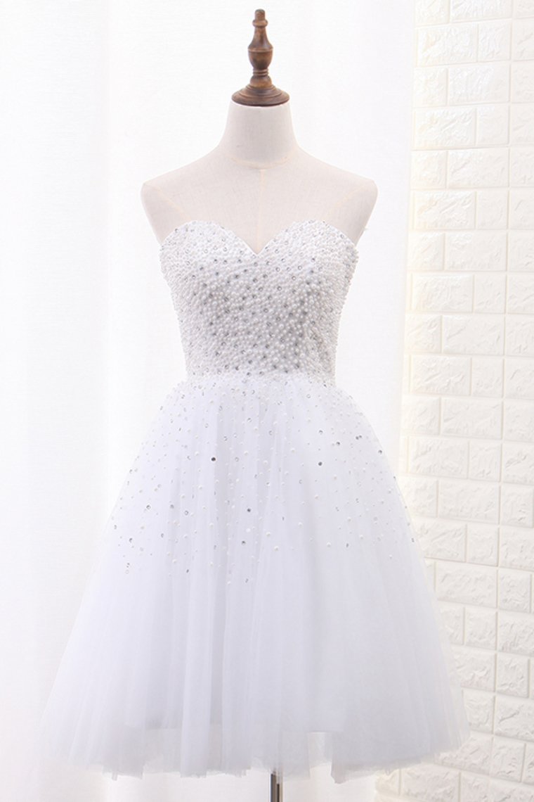 Tulle Homecoming Dresses A Line Sweetheart Beaded Bodice Short/Mini