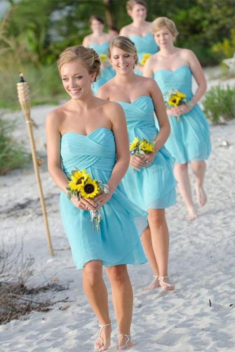 Simple Short Chiffon Open Back Bridesmaid Dresses Cute Dresses