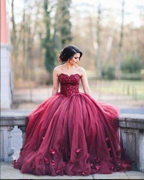 Buy A line Charming Long Puffy Burgundy Strapless Sleeveless Tulle Appliques Prom Dresses uk BD501 Online WikiProm