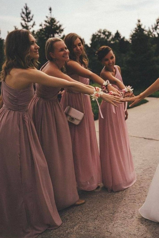 Bridesmaid Dresses A Line One Shoulder Chiffon With Ruffle Floor Length