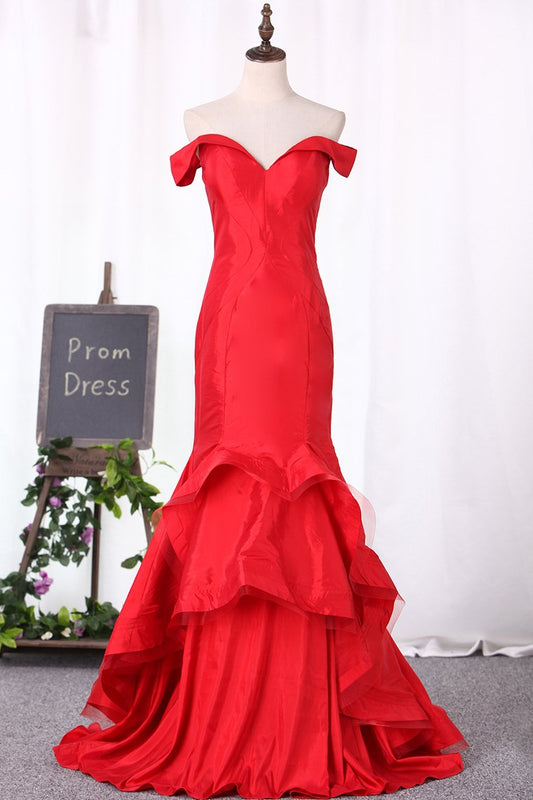 New Arrival Prom Dresses Off The Shoulder Mermaid Taffeta