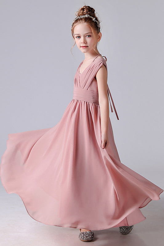 A Line Chiffon Sleeveless Flower Girl Dresses With Pleats