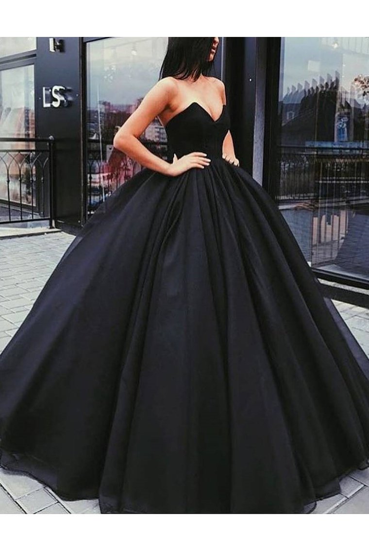 Ball Gown Sweetheart Prom Dresses Organza Sweep Train