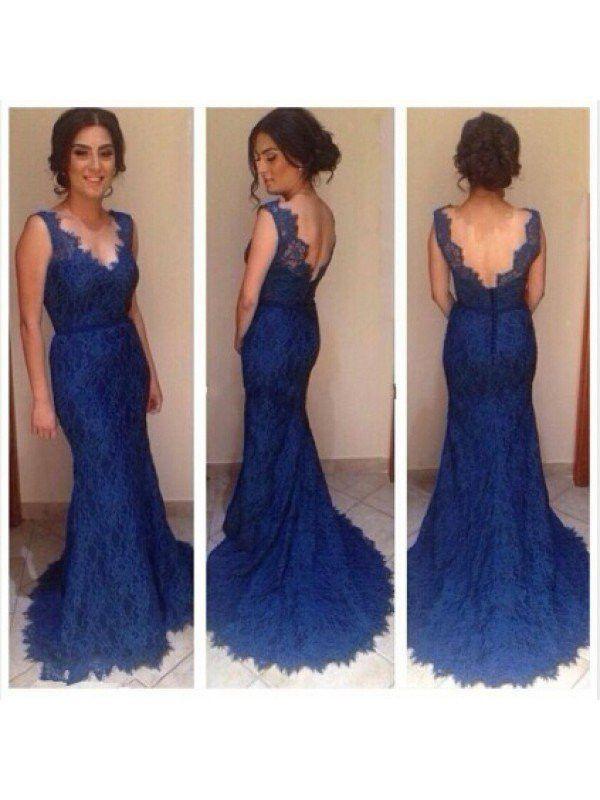 blue prom dress long lace prom dress mermaid prom dress charming evening gown 2024 WK112