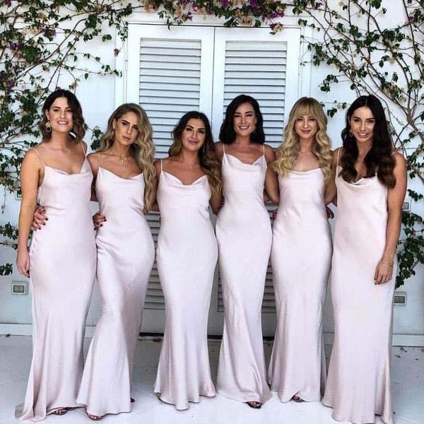 Mermaid Spaghetti Straps Simple Satin Sweetheart Cheap Bridesmaid Dresses WK365