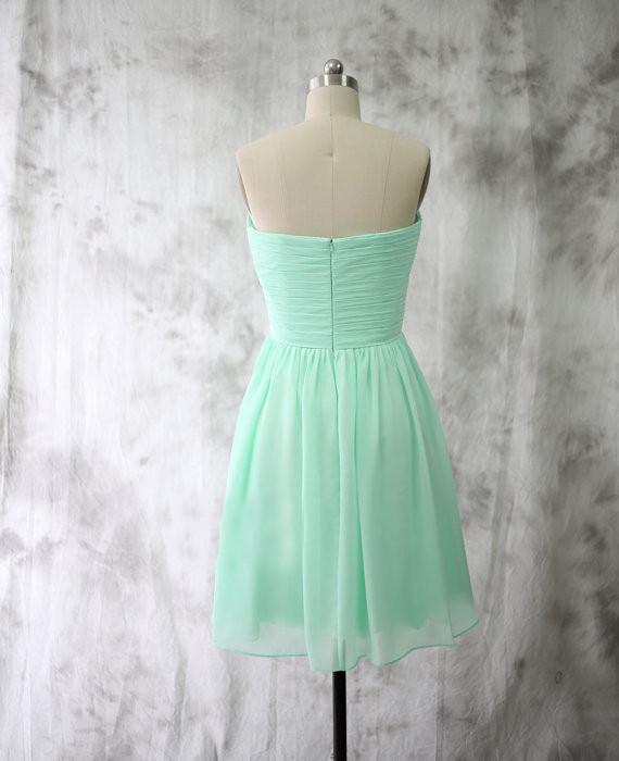 Mint Chiffon Homecoming Dresses Short Bridesmaid Dresses