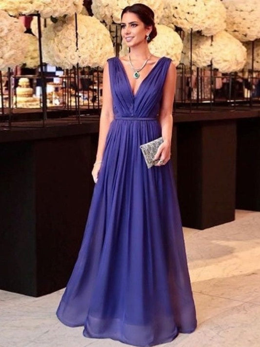 Scarlett A-Line/Princess 30D Chiffon Ruffles V-neck Sleeveless Floor-Length Mother of the Bride Dresses SWKP0020440