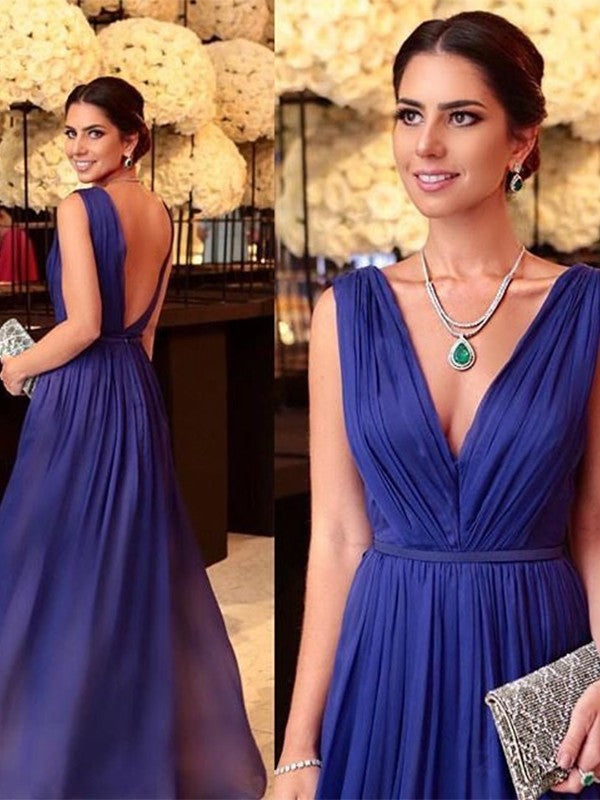 Scarlett A-Line/Princess 30D Chiffon Ruffles V-neck Sleeveless Floor-Length Mother of the Bride Dresses SWKP0020440