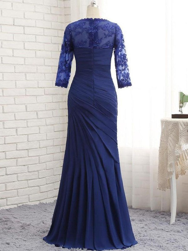 Camila Trumpet/Mermaid Chiffon Lace Sweetheart 3/4 Sleeves Floor-Length Mother of the Bride Dresses SWKP0020442