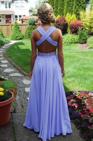 Pd426 Charming V-Neck Prom Dress Chiffon Prom Dress Backless A-Line Prom Dresses uk