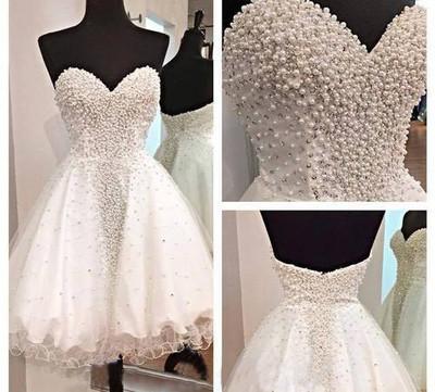 White Short Homecoming Gown Tulle Homecoming Gowns Ball Gown Sweetheart Party Dress WK915