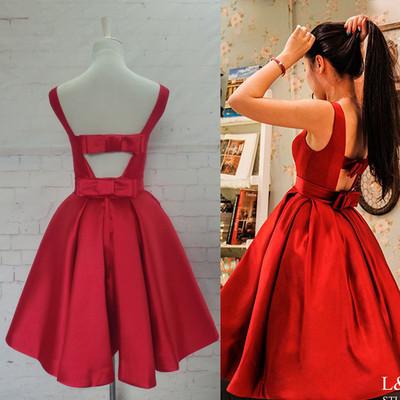 Red Homecoming Dresses Satin Homecoming Dress Party Dress Prom Gown Sweet 16 Dress WK890