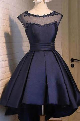 Navy blue Satin Classy Sexy Party Dress Charming Graduation Dress Homecoming Dresses H150