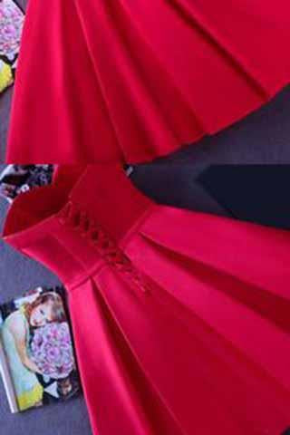 Strapless Red Knee-length Short Ribbon Prom Dress Homecoming Dress WK926