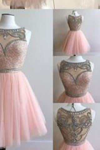 Tulle Short BeadS Cute Sleeveless Elegant Fashion Sexy Custom Made Homecoming Dresses WK436