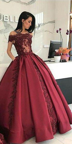 Burgundy Long Affordable Appliques Mermaid Lace Appliques Prom Dresses WK300