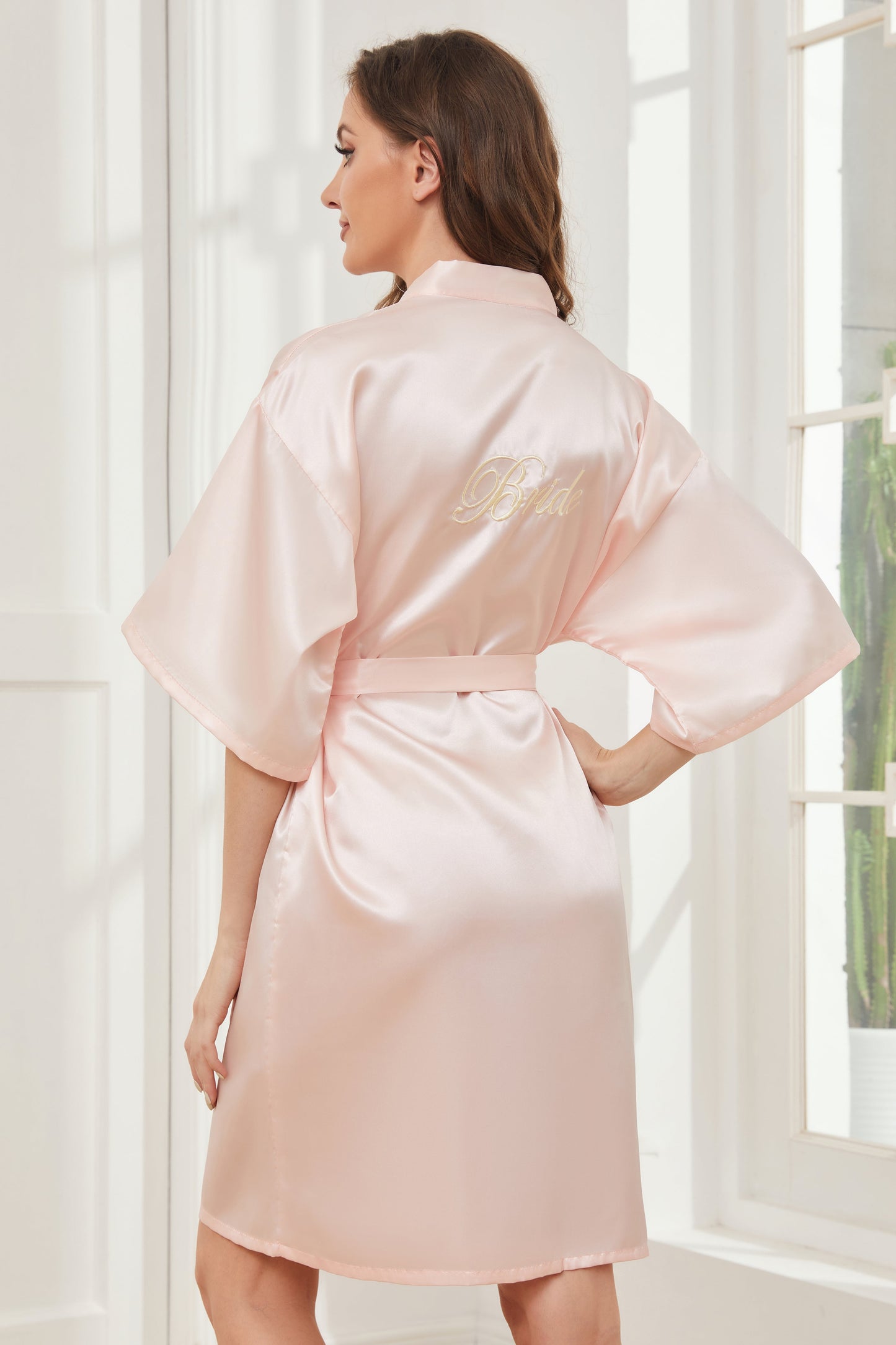 Ready Satin Blushing Pink Robe for Bride